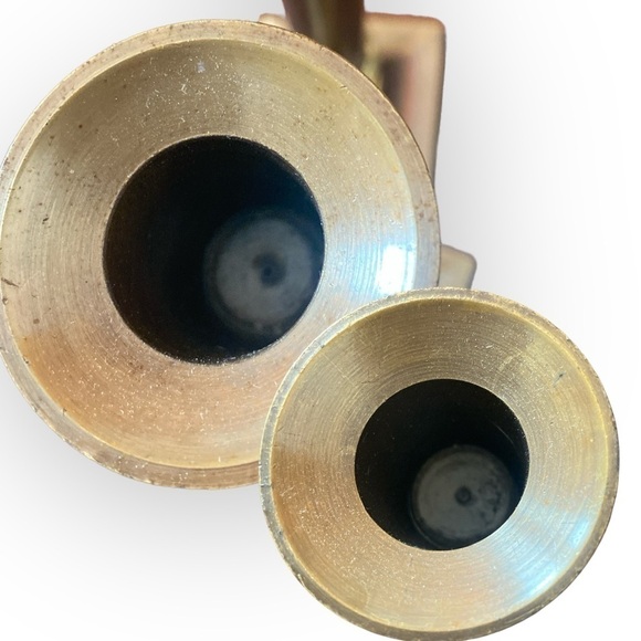 Vintage CENTURY Solid Brass Handmade 2pc Set Candle Holders 12” & 16” Home Decor - Picture 4 of 10